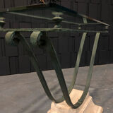Iron and glass console, antique patina