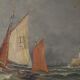 Painting "Entry to the Port in Rough Seas", oil on canvas, signed C. Demont – early 20th century