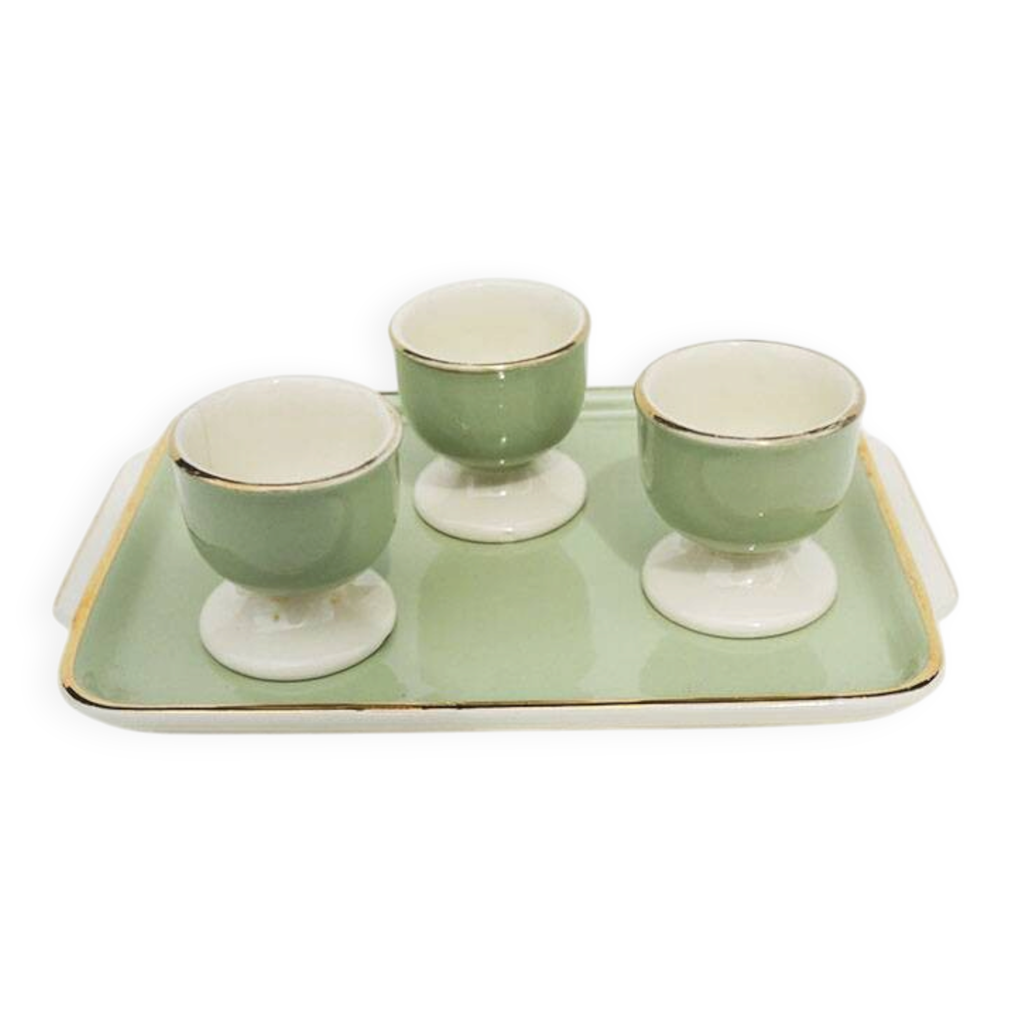 3 antique egg cups on a ceramic tray – Villeroy Boch