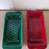 2 vintage earthenware cake dishes.