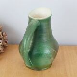 Cruche en céramique émaillée dans les tons de vert, signée,vintage