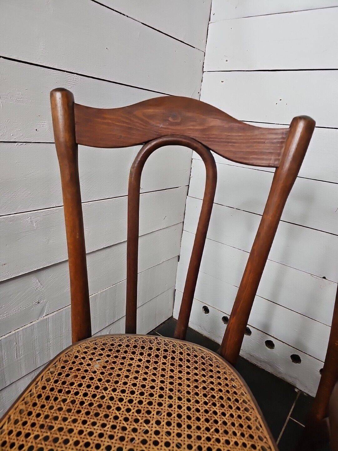 caned oak bistro chairs x 2