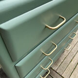 Vintage 1960s cedar green chest of drawers with 4 drawers.