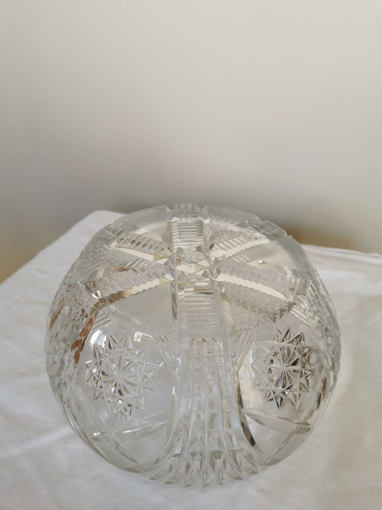 Vintage 1970s Lead Crystal Bowl: Bohemian Table Centerpiece