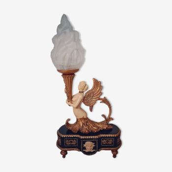 Lampe femme nue ailée porte torchère années 40-50