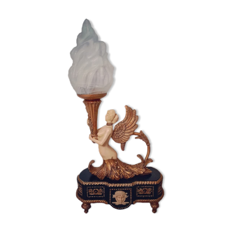 Lampe femme nue ailée porte torchère années 40-50