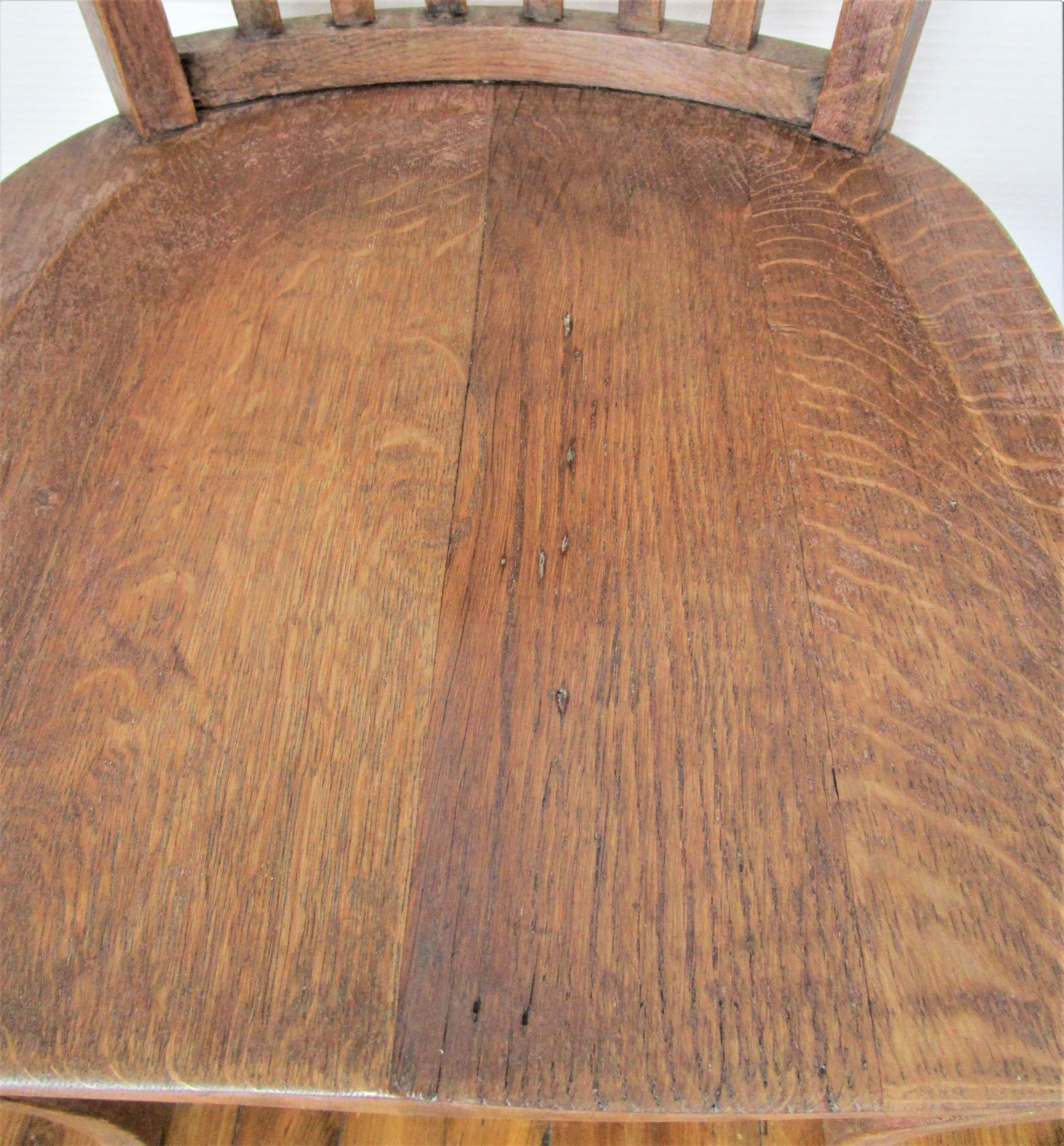 Two chairs solid oak patinated early twentieth century