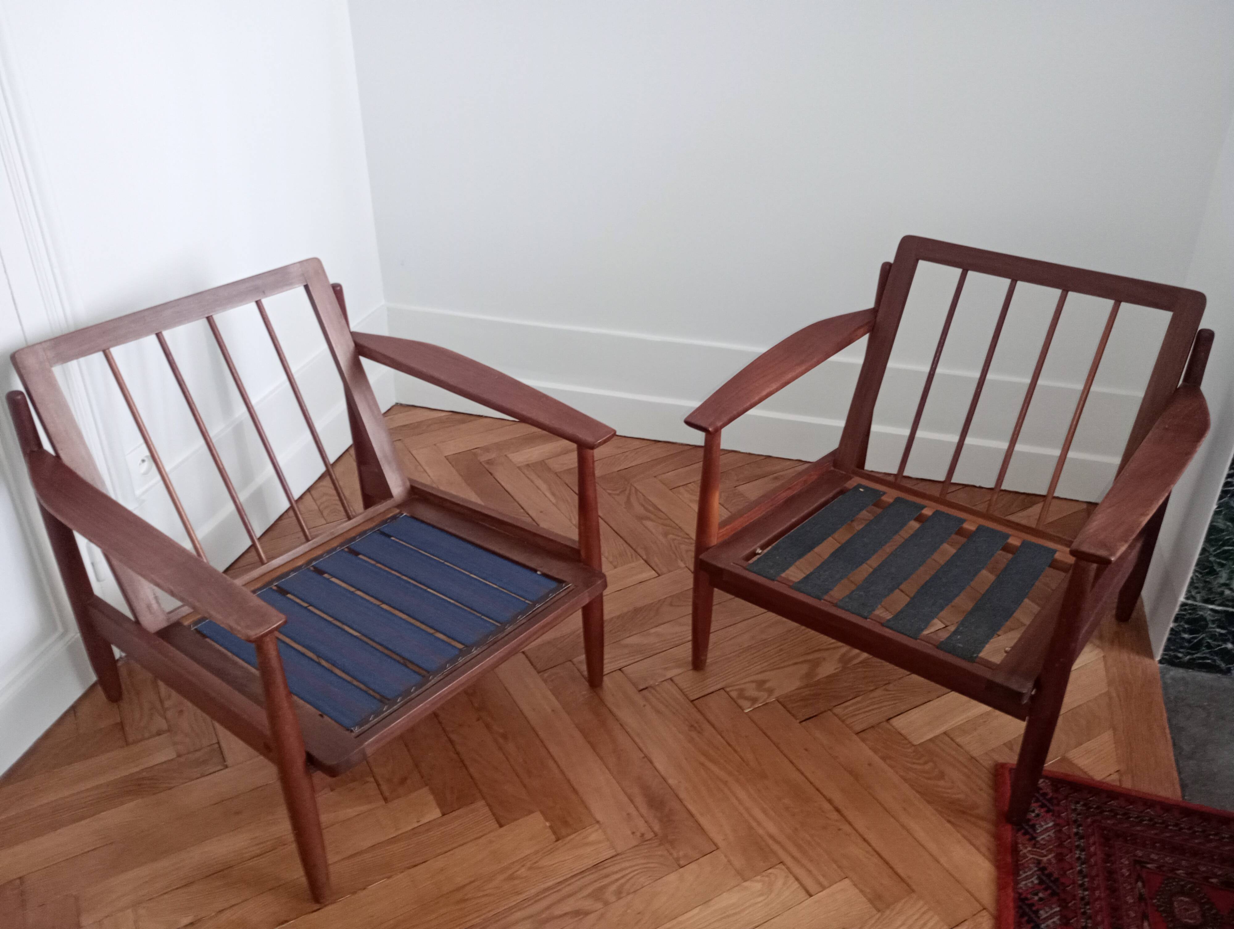 Pair of vintage Scandinavian teak armchairs.