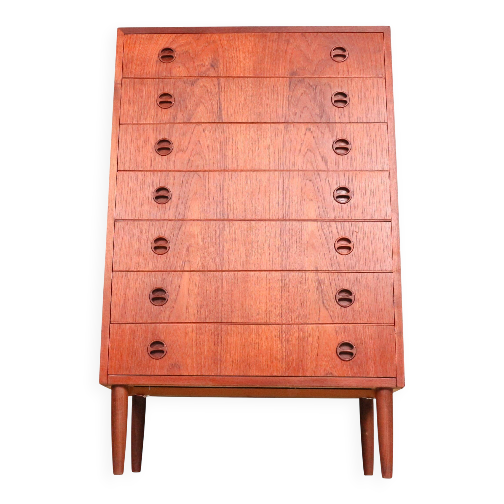 Mid-century modern Danish chest of seven drawers, tallboy in teak, 1960s