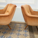 Armchair sculptural vintage 50s copper and restored