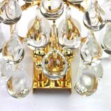 Large pair of gilt brass and crystal wall lights by Palwa, Germany, 1970s.