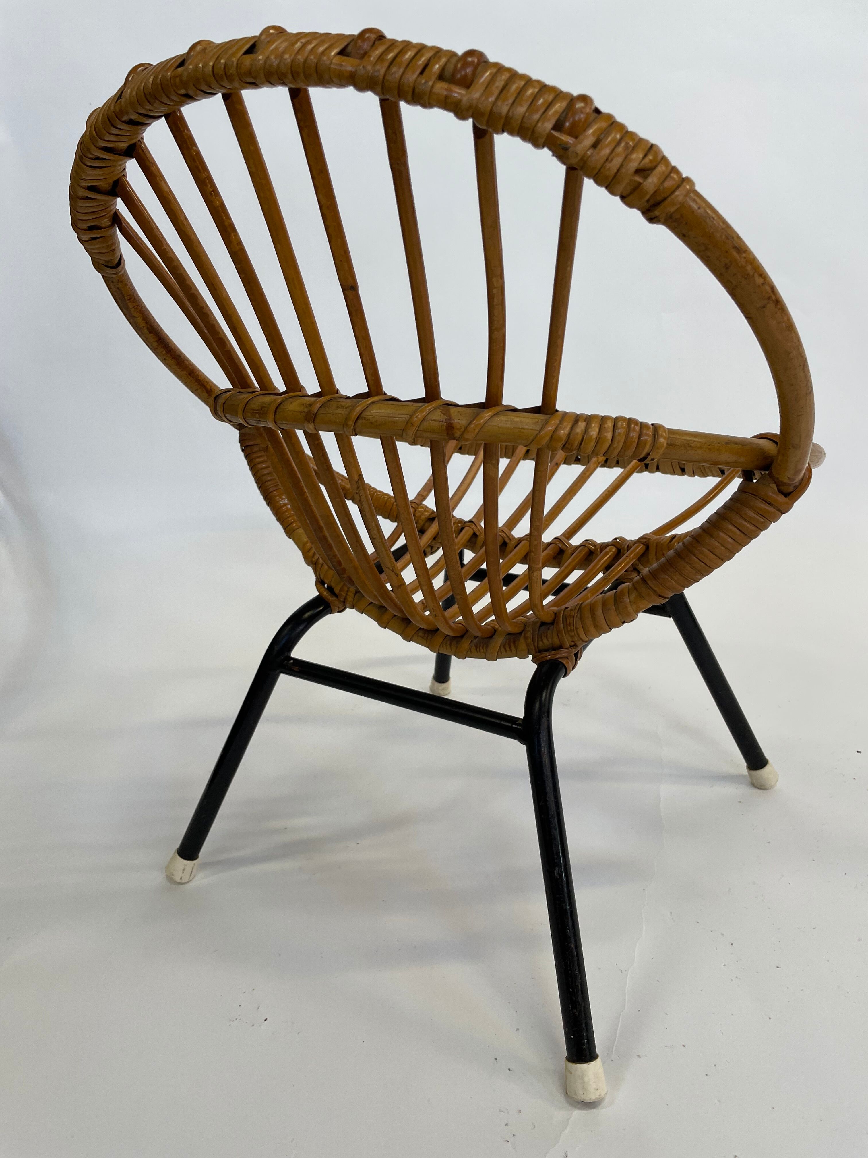 Vintage Rattan children's chair Rohe Noordwolde 1960s Design