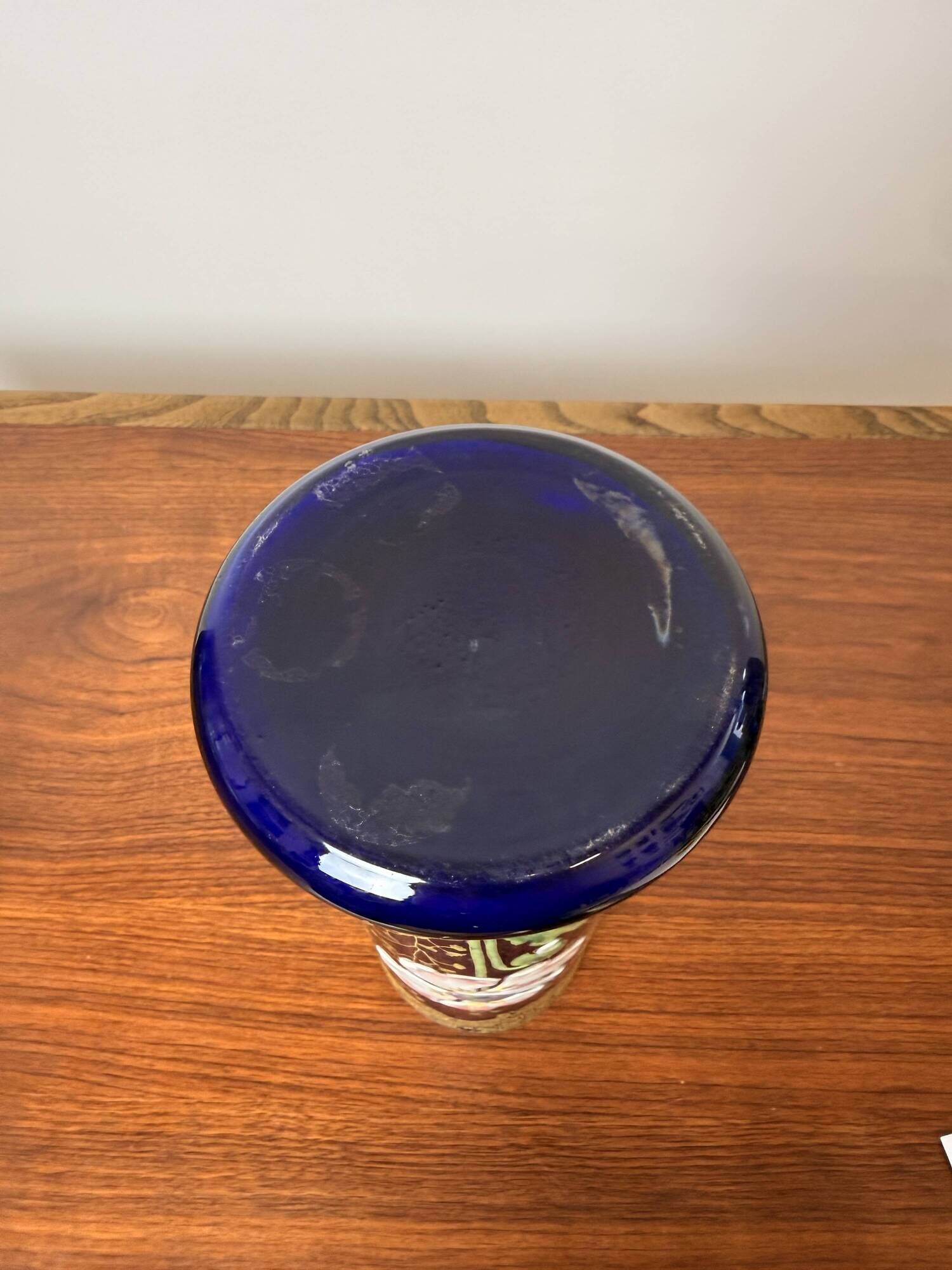 Antique Legras vase – Cobalt blue glass with floral gold enamel – Art Nouveau