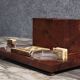 Art Deco period smoking case in burl wood and marquetry