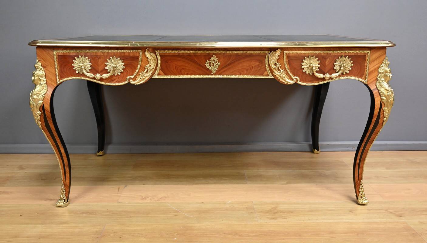Regency style marquetry desk in precious woods – Late 19th century