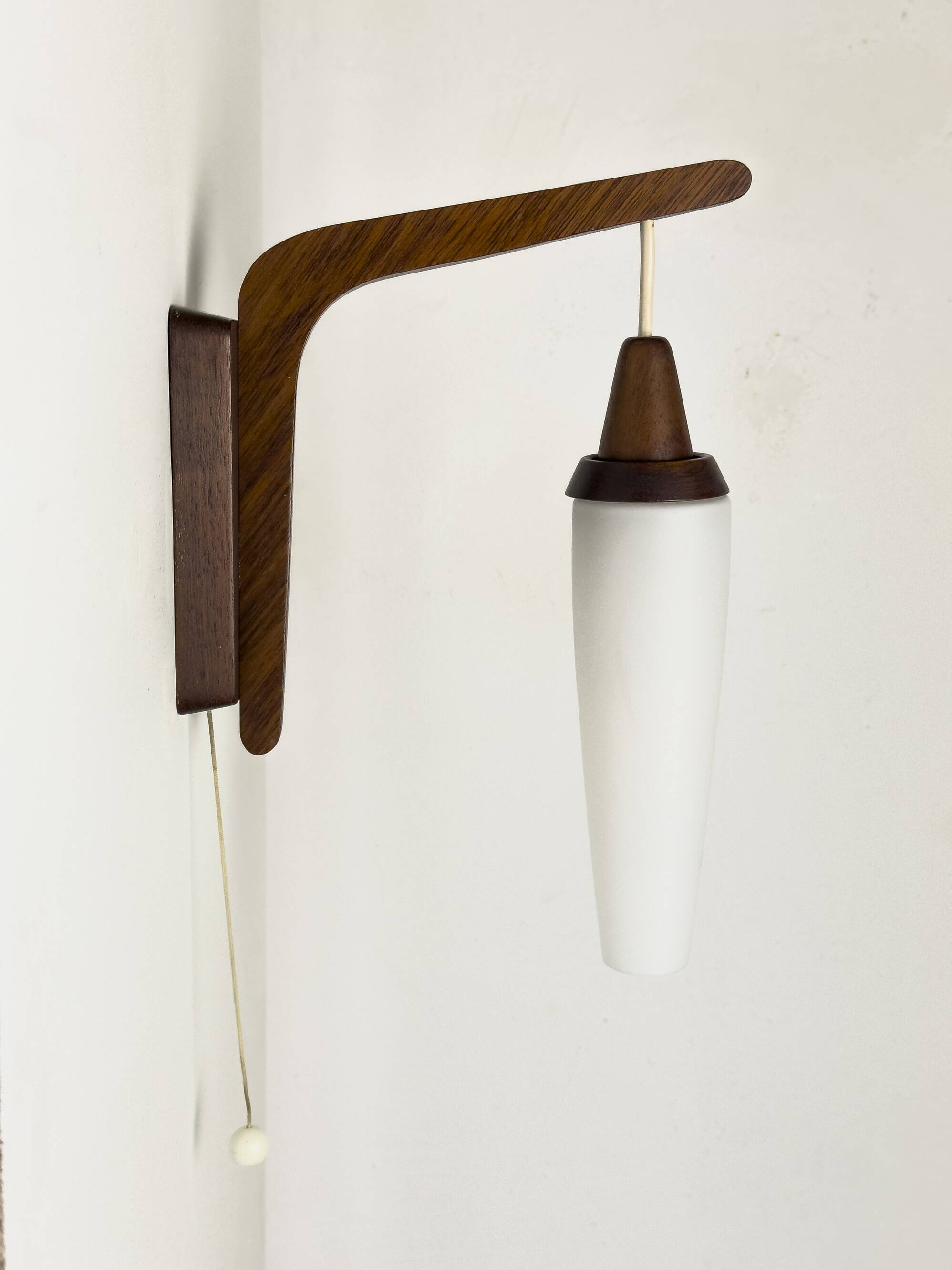 Wall light in teak and opaline glass, 1960s