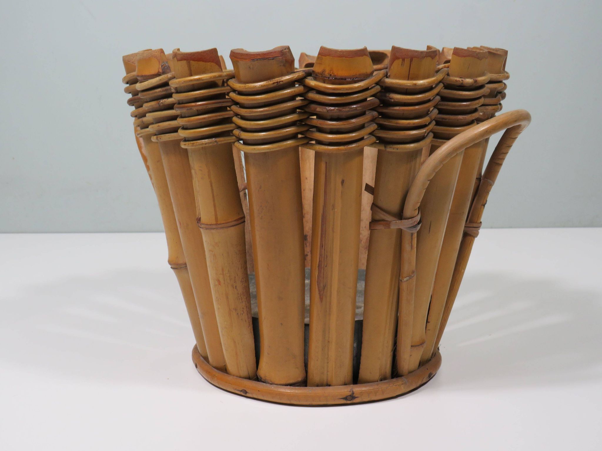 Bamboo cache pot/jardinère French 1950-1960