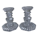 Pair of molded glass candle holders 50-60s