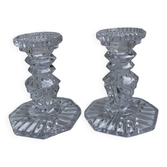 Pair of molded glass candle holders 50-60s