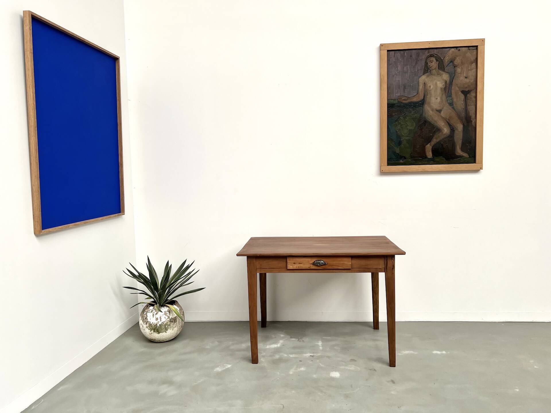 Solid cherry wood desk with spindle legs