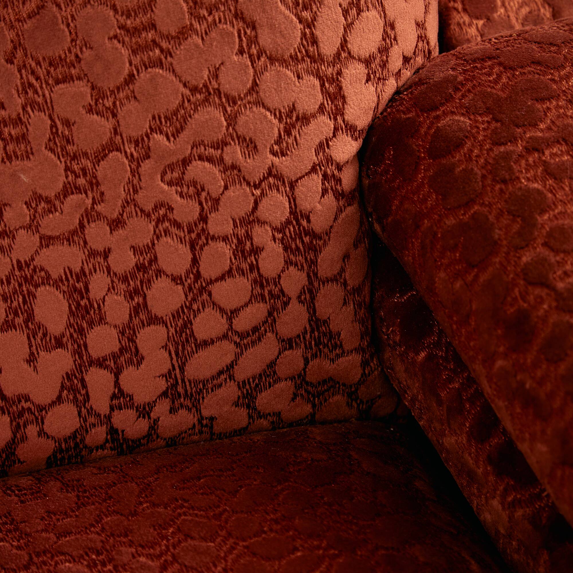 Velvet Armchair with Rounded Wooden Legs, 1970s