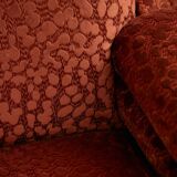Fauteuil en velours avec pieds arrondis en bois, années 1970