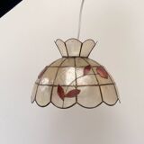 Mother-of-pearl pendant - pink leaf decorations