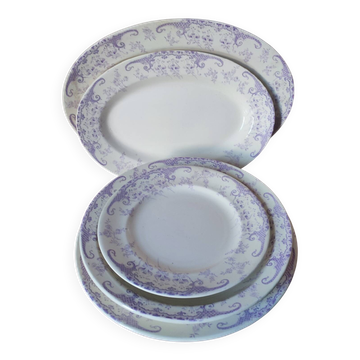 5 plats de services en faience de Longwy