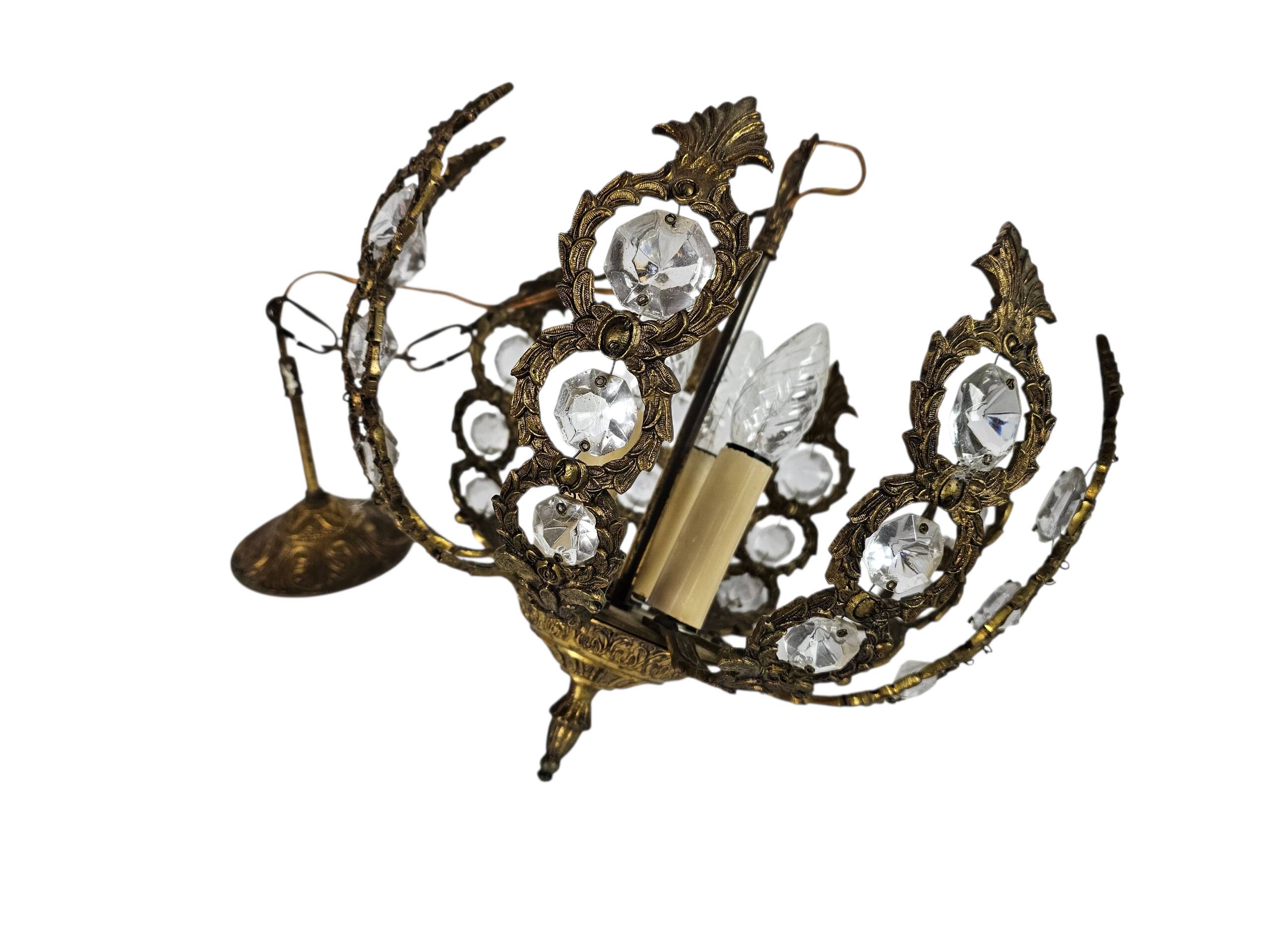 Palwa Palma & Walter style - Hollywood Regency style - brass - facet-cut gl