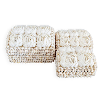 Boîte Fleur en coquillages - lot de 3