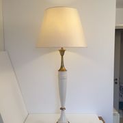 1960s laurel greek key ceramic brass table lamps hollywood regency neoclassical