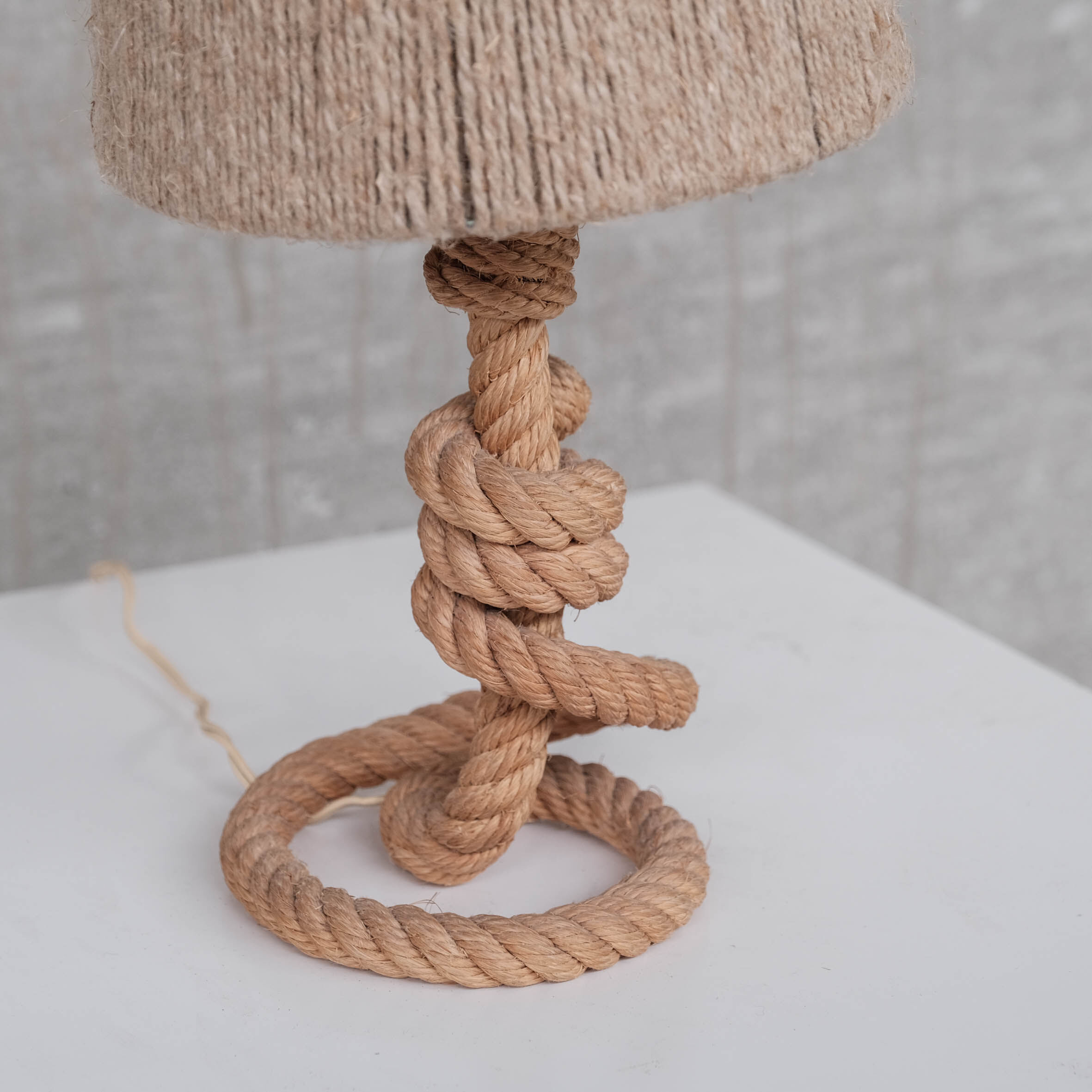 French mid-century rope table lamp