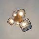 Five Light Colored Glass Brass Chandelier Pendant