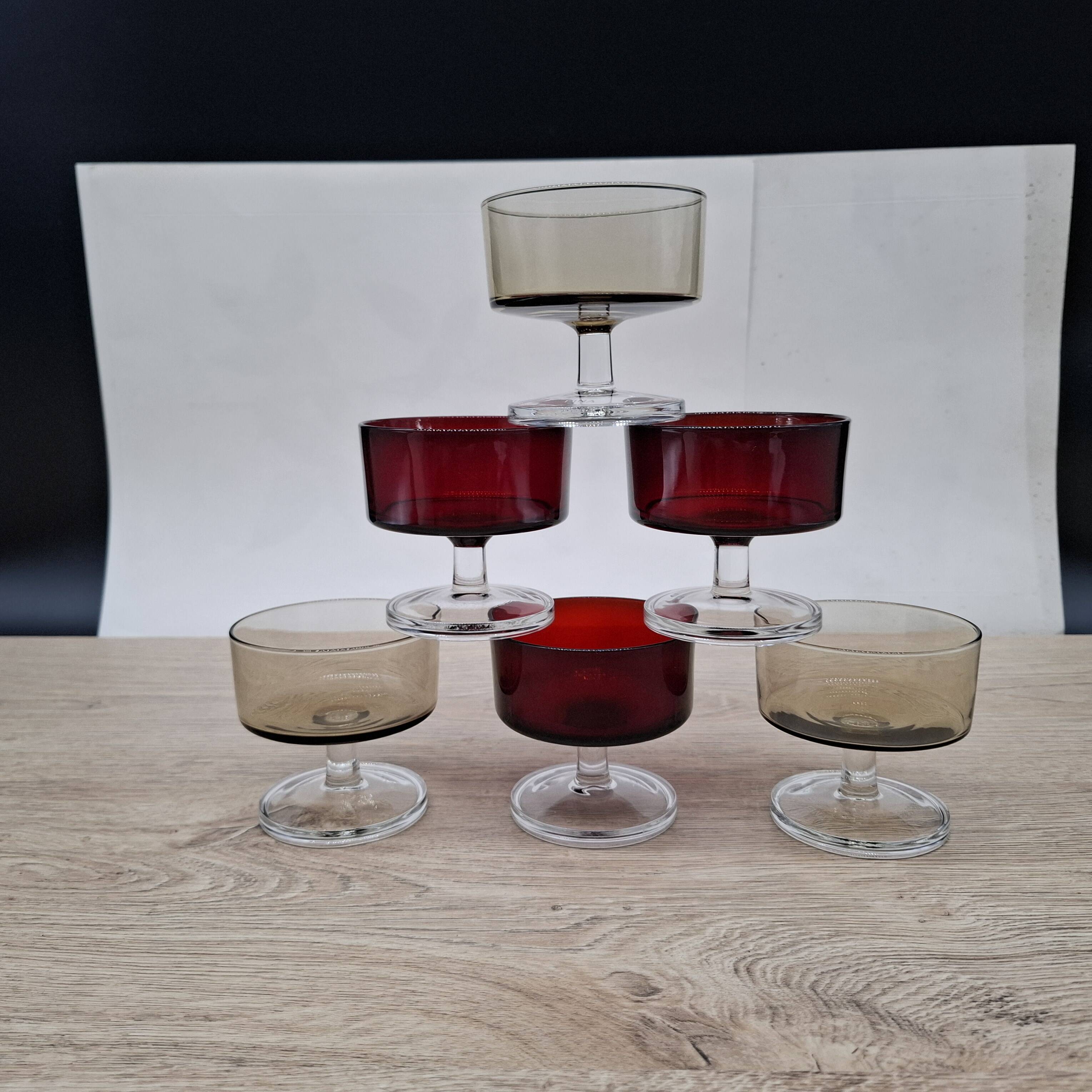 Set of 6 champagne glasses Cavalier Sweden Luminarc two-tone