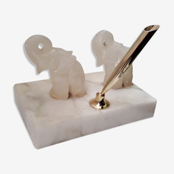 Alabaster pen holder, office decoration