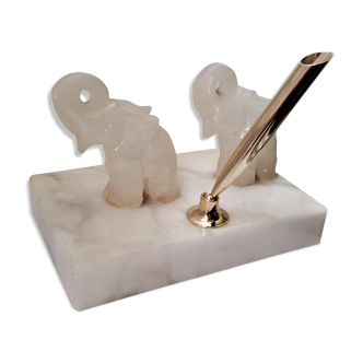 Alabaster pen holder, office decoration