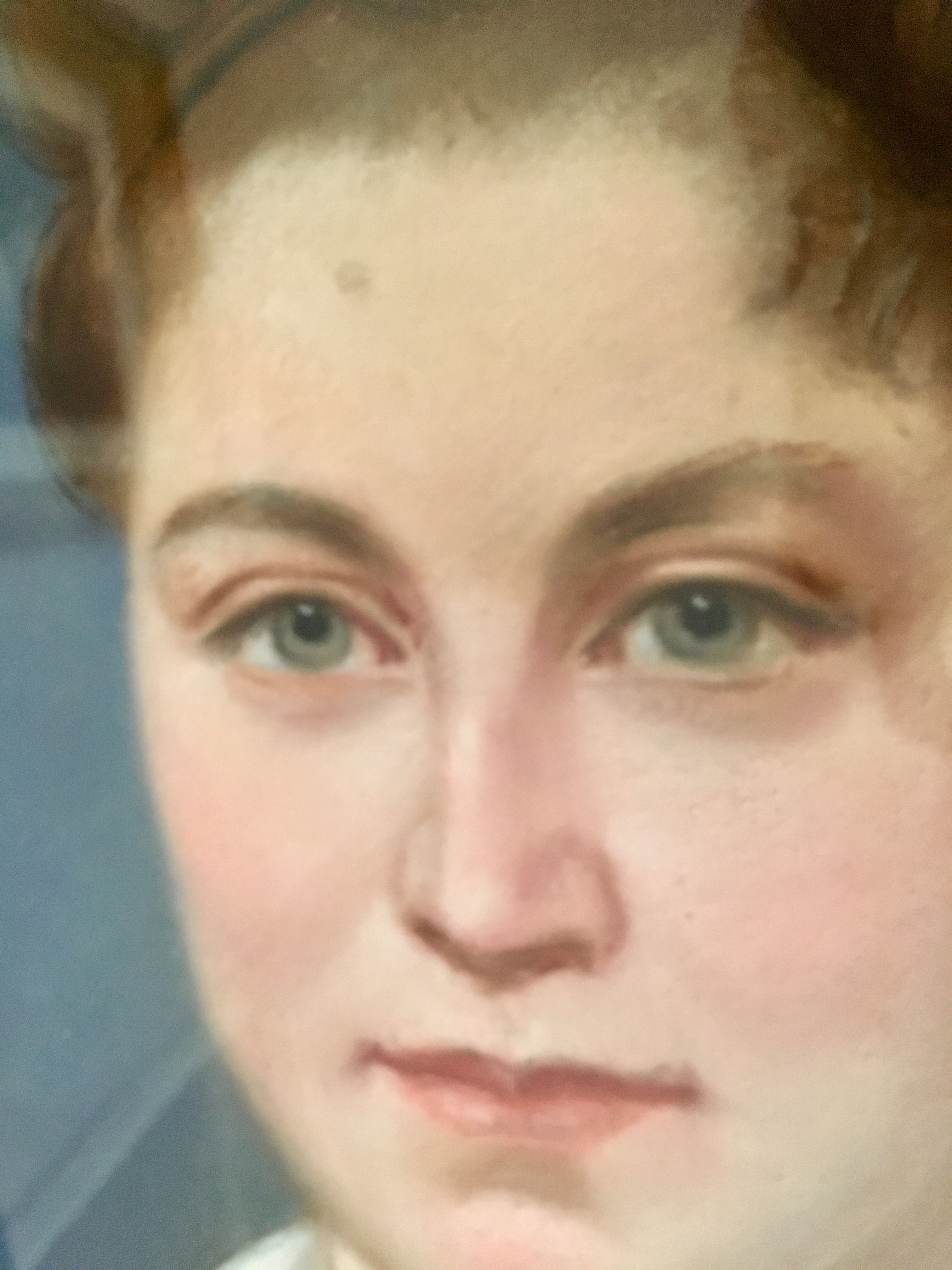 Portrait of a young girl on canvas late XIX century, signed and dated