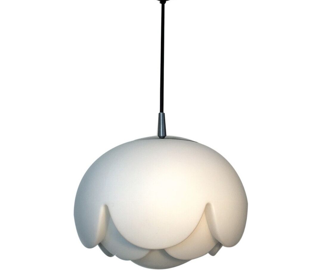 Suspension opaline vintage flower Seerose De peill & Putzler, 1970