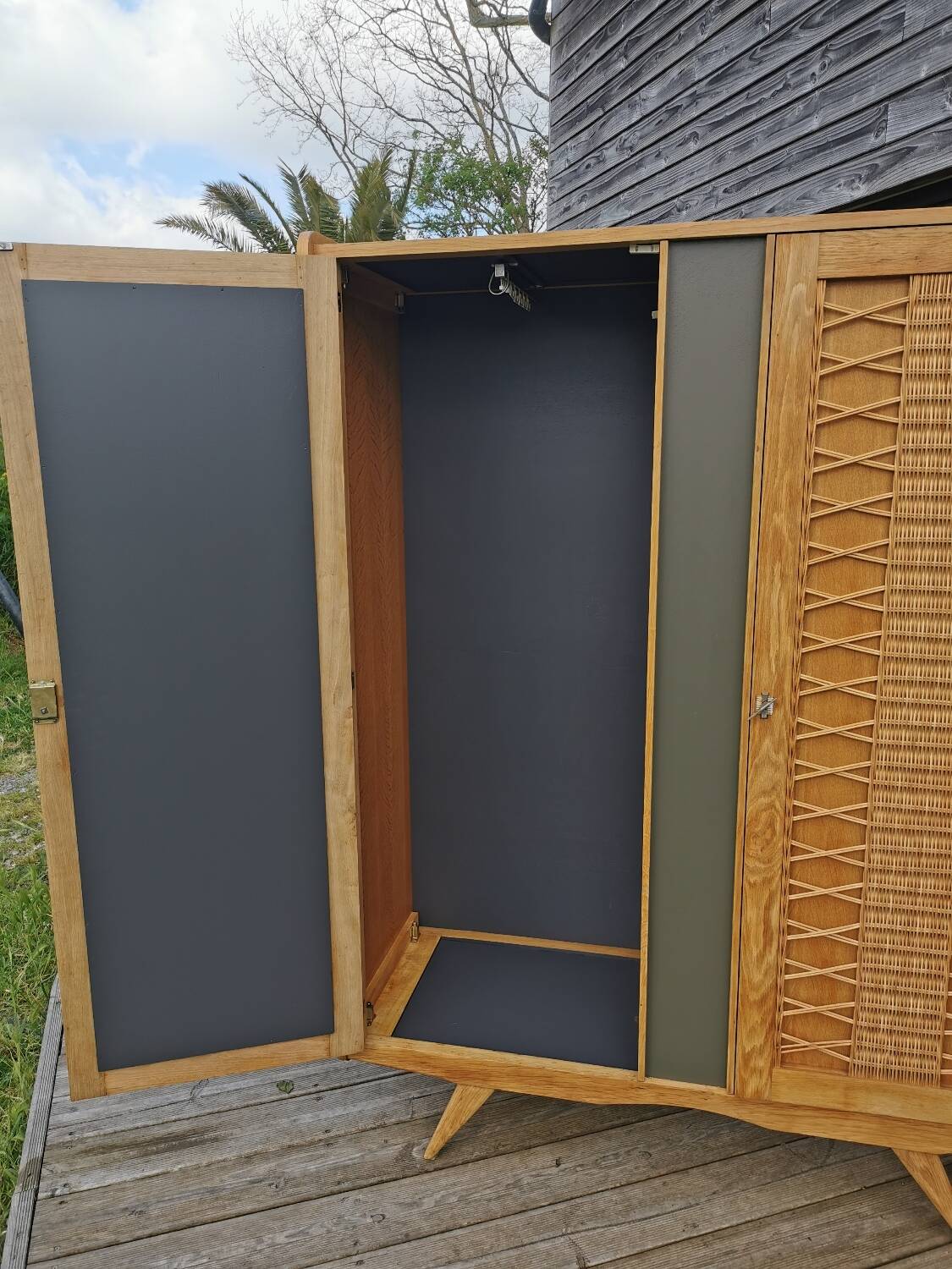 Oak and Rattan wardrobe