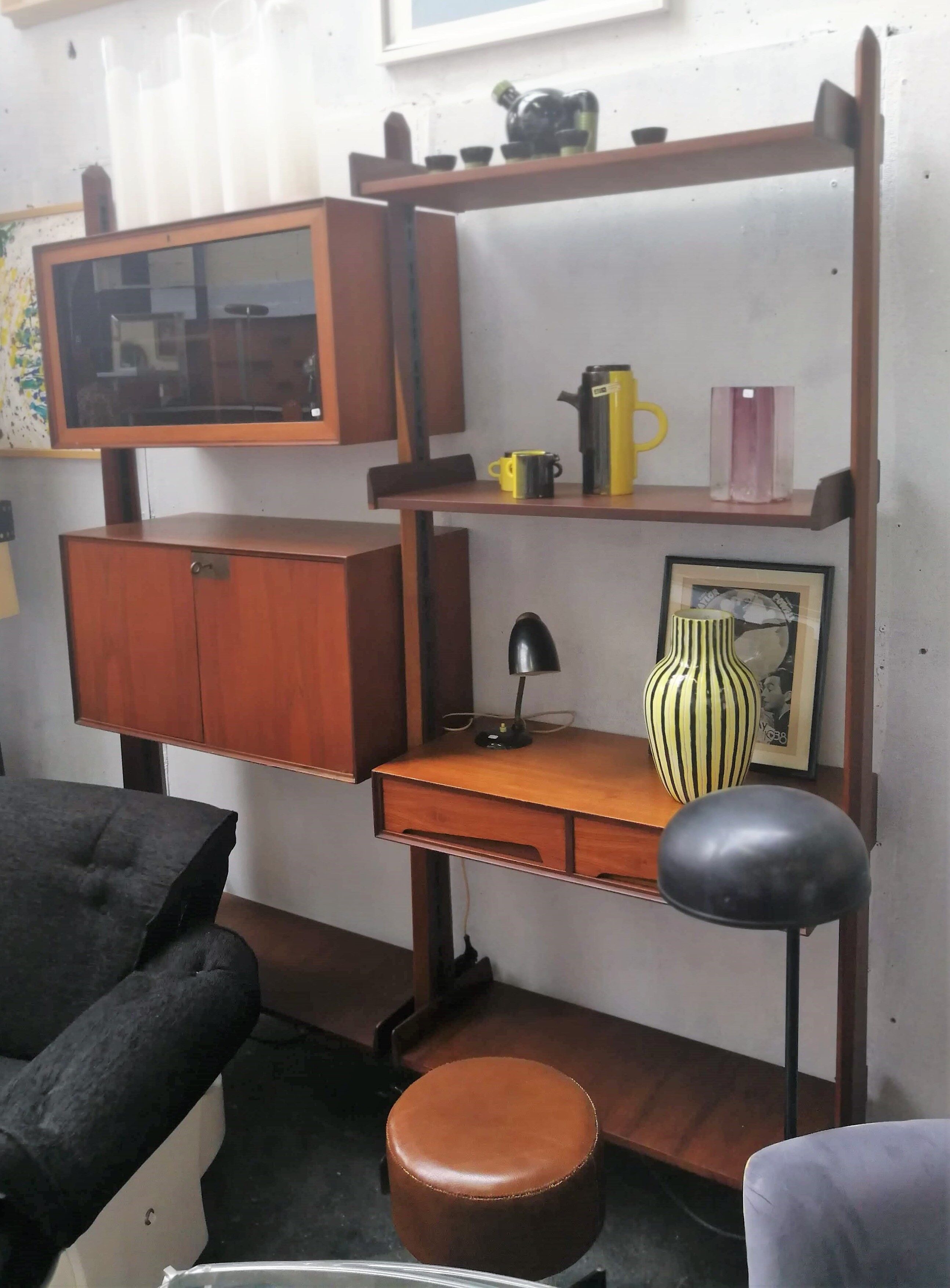 Bibliothèque mural en acajou Vittorio Dassi