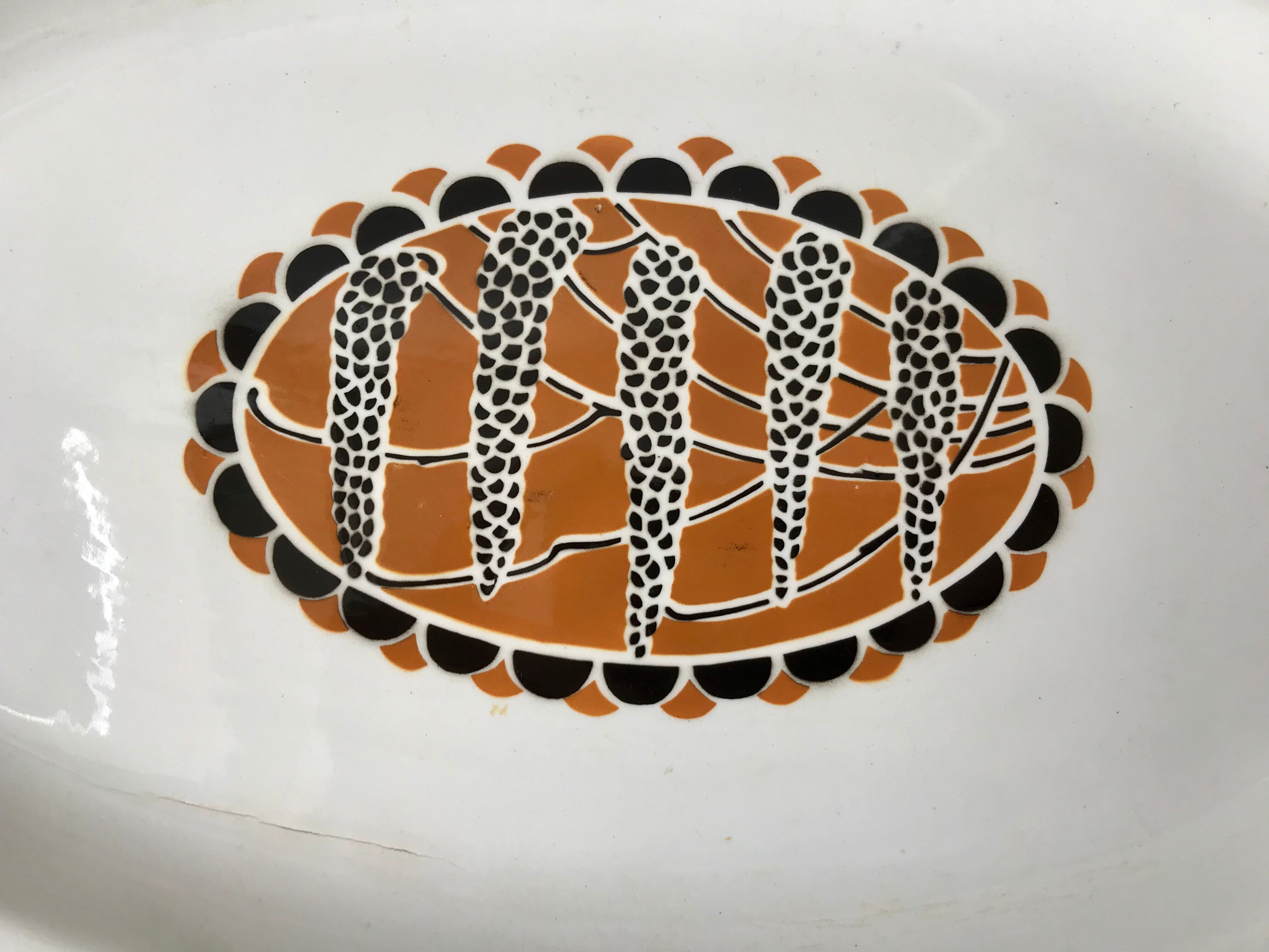 Oval dish sarreguemines model "nomeny" art deco 30s