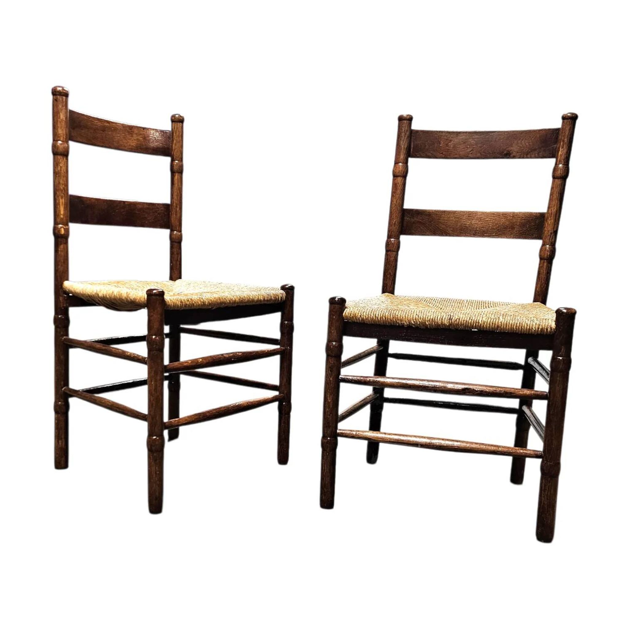 2 chaises en osier Art Déco / École d'Amsterdam / Jac Levee / milieu du siècle