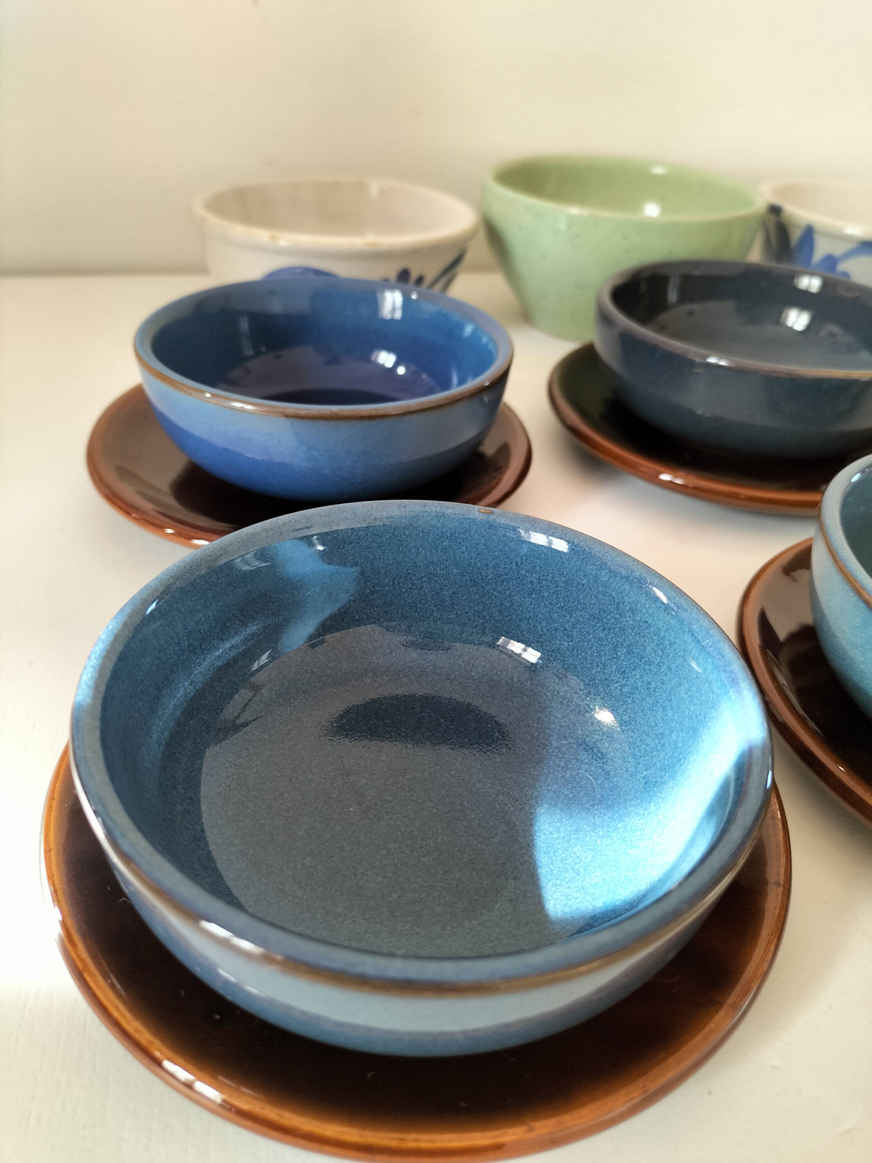 Vintage blue bowl mix & match set – country breakfast spirit