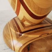 Vintage Handcrafted Wooden Vase: Unique Woodturning Sculpture, Dried Flower