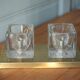Peill & Putzler wall light, vintage, brass and thick glass wall sconce.