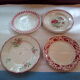 Assorted 8 ancient plates dominating red