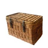Wicker trunk with leather straps