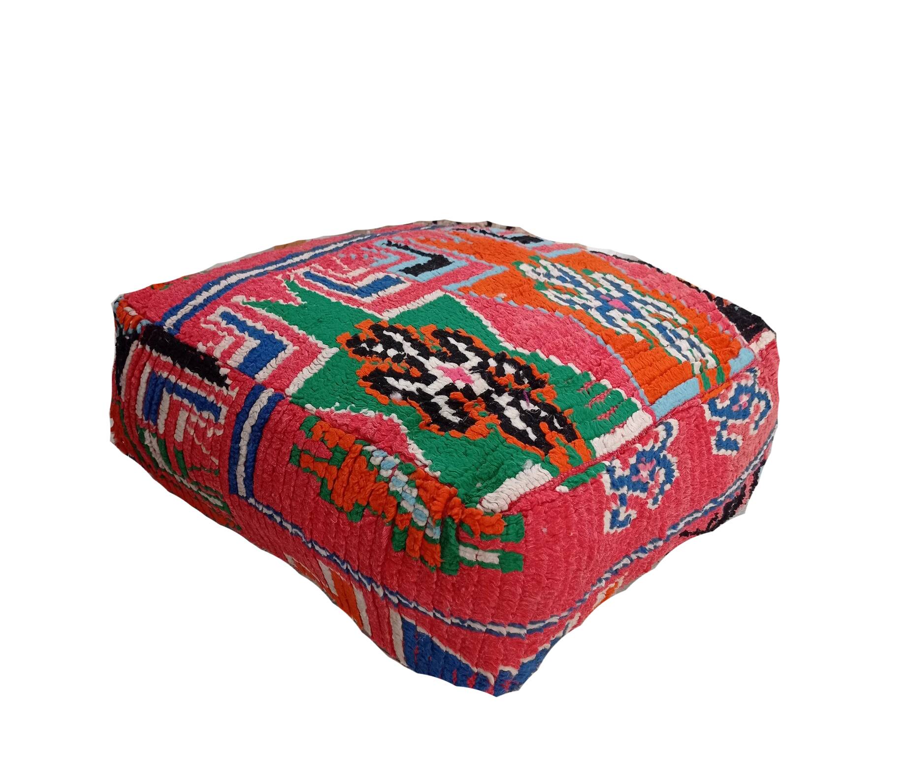 Handmade Berber pouf in wool 60 X 60 X 20 CM