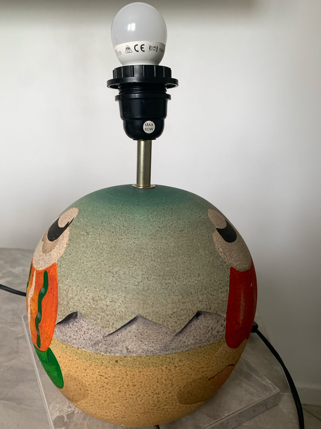 Vintage ball lamp - Arty style - hand-painted
