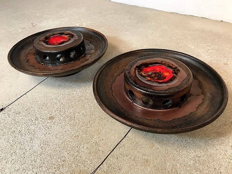 Modernist Scandinavian ceramic art wall lights or sconces, 1960s, set of 2